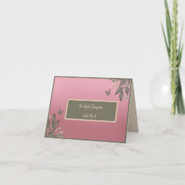 Dromerige roze glitter gebladerte bruiloft zitkaar bedankkaart