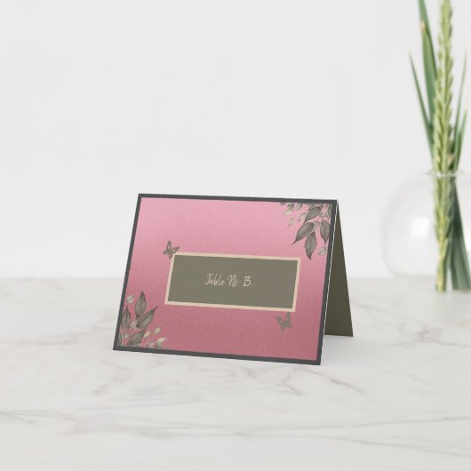 Dromerige Roze Glitter gebladerte Tafelkaart Bedankkaart (Voorkant)