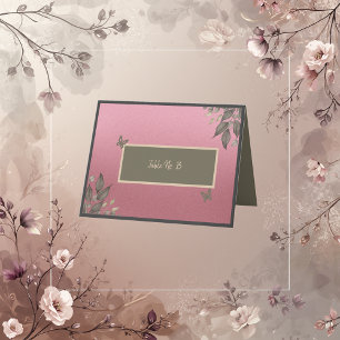 Dromerige Roze Glitter gebladerte Tafelkaart Bedankkaart