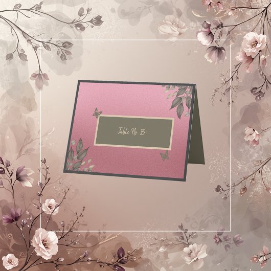 Dromerige Roze Glitter gebladerte Tafelkaart Bedankkaart