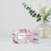 Dromerige roze glitter marmeren visitekaartje (Staand voorkant)