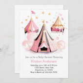Dromerige roze grote top circus meisje Baby shower Kaart (Voorkant / Achterkant)