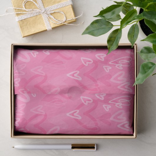 Dromerige Roze Hartjes Patroon Tissuepapier (Geschenk)