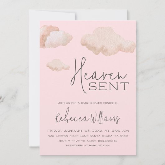 Dromerige roze hemel verzonden Sky Theme Meisje Ba Kaart (Voorkant)