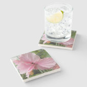 Dromerige Roze Hibiscus Bloemen Stenen Onderzetter (Zijkant)