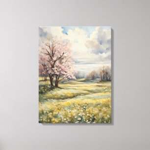 Dromerige roze kersenbloesems canvas afdruk