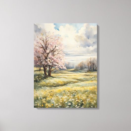 Dromerige roze kersenbloesems canvas afdruk (Voorkant)