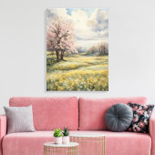 Dromerige roze kersenbloesems canvas afdruk (Insitu (Woonkamer))
