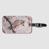 Dromerige roze kersenbloesems uil bagagelabel (Voorkant (horizontaal))