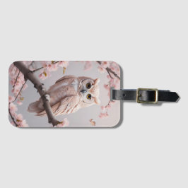 Dromerige roze kersenbloesems uil bagagelabel