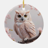 Dromerige roze kersenbloesems uil keramisch ornament (Achterkant)