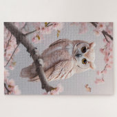 Dromerige roze kersenbloesems uil legpuzzel (Horizontaal)