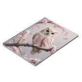 Dromerige roze kersenbloesems uil notitieboek (Linkerzijde)