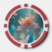 Dromerige Roze Lotus en Vlinder in Aqua Water Poker Chips (Voorkant)