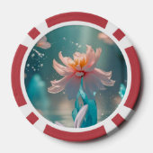 Dromerige Roze Lotus en Vlinder in Aqua Water Poker Chips (Achterkant)