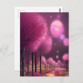 Dromerige roze nachtlandschap briefkaart (Voorkant / Achterkant)