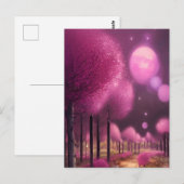 Dromerige roze nachtlandschap briefkaart (Voorkant / Achterkant)