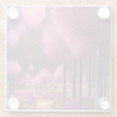 Dromerige roze nachtlandschap glazen onderzetter (Achterkant)