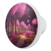 Dromerige roze nachtlandschap keramische knop (Rechts)