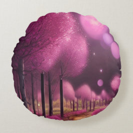 Dromerige roze nachtlandschap rond kussen