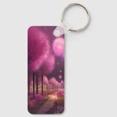 Dromerige roze nachtlandschap sleutelhanger (Achterkant)