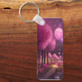 Dromerige roze nachtlandschap sleutelhanger (Voorkant)