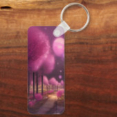 Dromerige roze nachtlandschap sleutelhanger (Achterkant)