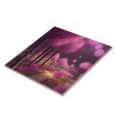 Dromerige roze nachtlandschap tegeltje (Zijkant)