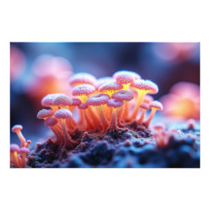 Dromerige roze paddenstoelen - Zachte Natuur Macro Foto Afdruk
