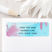 Dromerige Roze Palmbomen & Blauwe Lucht Slingerlic Etiket (Insitu)