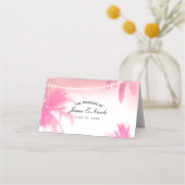 Dromerige roze palmbomen & lichten tafelstoel plaa plaatskaartje (Voorkant)