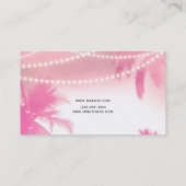 Dromerige roze palmbomen & String Lights Beachy Gl Visitekaartje (Achterkant)