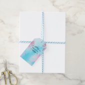 Dromerige Roze Palmboom Blaus Himmel Slingerlichtj Cadeaulabel (Met Touw)