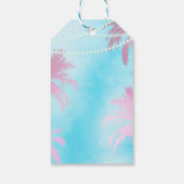 Dromerige Roze Palmboom Blaus Himmel Slingerlichtj Cadeaulabel (Achterkant)