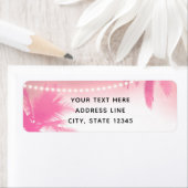 Dromerige Roze Palmboom en Slingerlichtjes Etiket (Insitu)