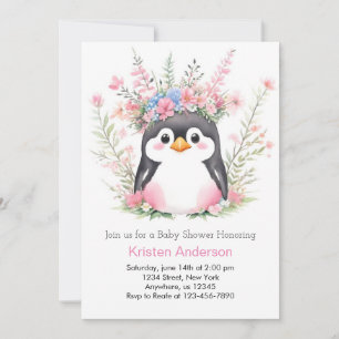 Dromerige roze pinguïn heerlijk meisje Baby shower Kaart