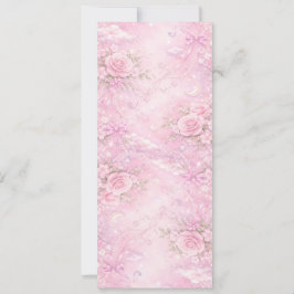 Dromerige Roze Roos Bloemige Parels Strikken Glans Kaart