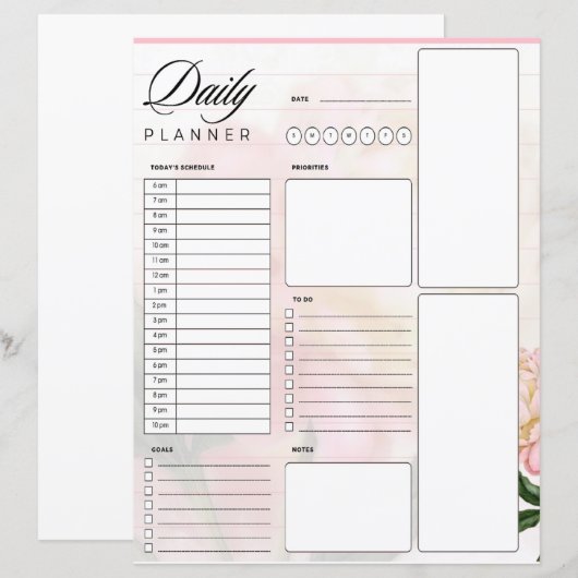 Dromerige roze roos dagelijkse planner (Voorkant / Achterkant)