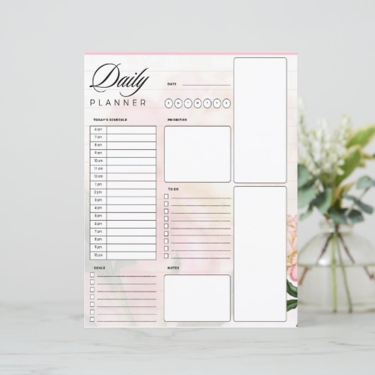 Dromerige roze roos dagelijkse planner (Staand voorkant)