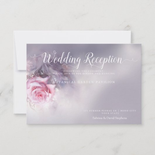 Dromerige Roze Roos - Dusty Lila Bedankkaart (Voorkant)