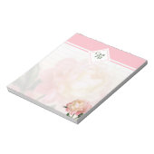 Dromerige roze roos monogram notitieblok (Linkerzijde)