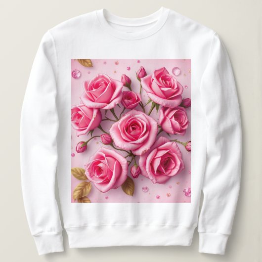 Dromerige roze rozen sweatshirt (Design voorkant)