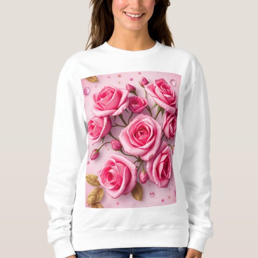 Dromerige roze rozen sweatshirt (Voorkant)