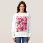 Dromerige roze rozen sweatshirt (Voorkant volledig)