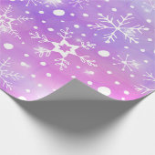 Dromerige Roze Sneeuwvlokken en Sterren Kerstmis Cadeaupapier (Hoek)