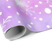 Dromerige Roze Sneeuwvlokken en Sterren Kerstmis Cadeaupapier (Rol Hoek)