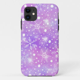 Dromerige Roze Sneeuwvlokken en Sterren Kerstmis Case-Mate iPhone Case