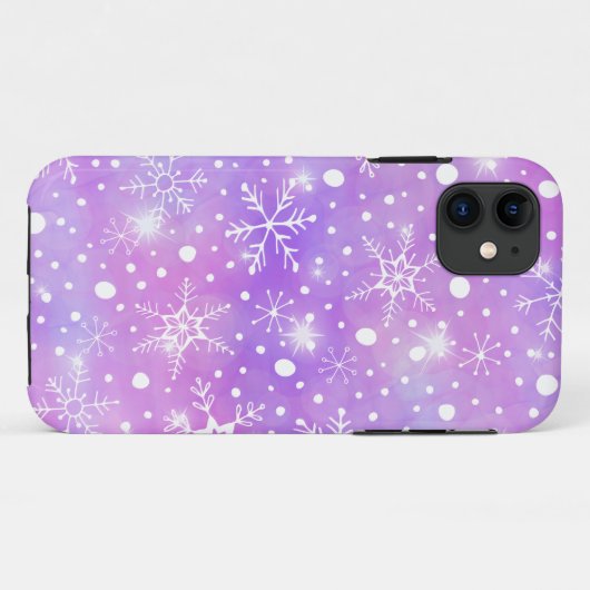 Dromerige Roze Sneeuwvlokken en Sterren Kerstmis Case-Mate iPhone Case (Achterkant (horizontaal))