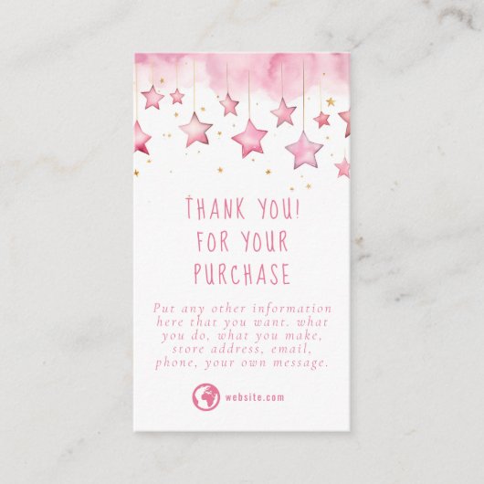 Dromerige roze sterren dank u informatiekaartje (Voorkant)