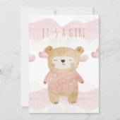 Dromerige roze teddybeer Baby shower het is een me Kaart (Voorkant)